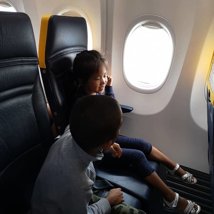 6 to 10 year olds in plane