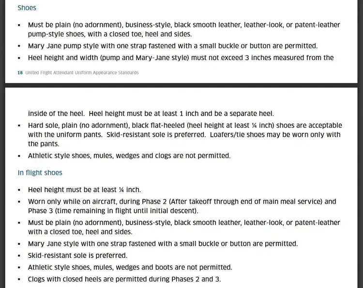 united airlines shoes guidelines