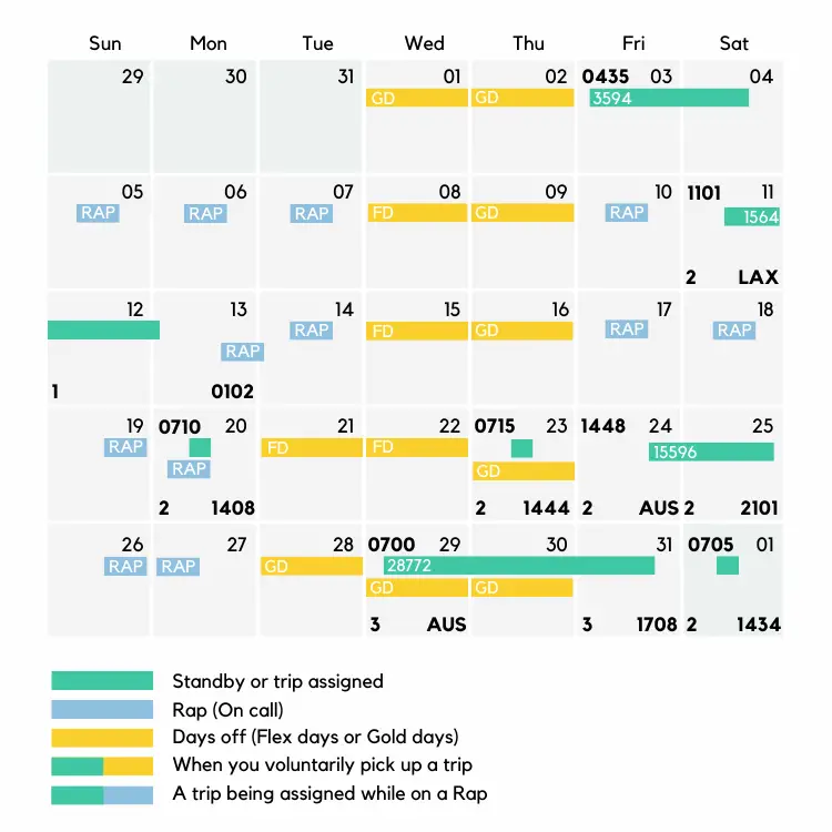 american airlines flight attendant schedule example