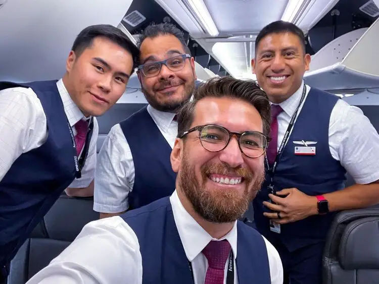 american airlines men flight attendants in uniform
