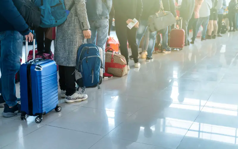 queue at the gate