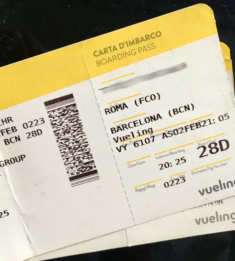 boarding passes rome barcelona