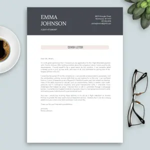 cover letter template for flight attendant (rose and grey)