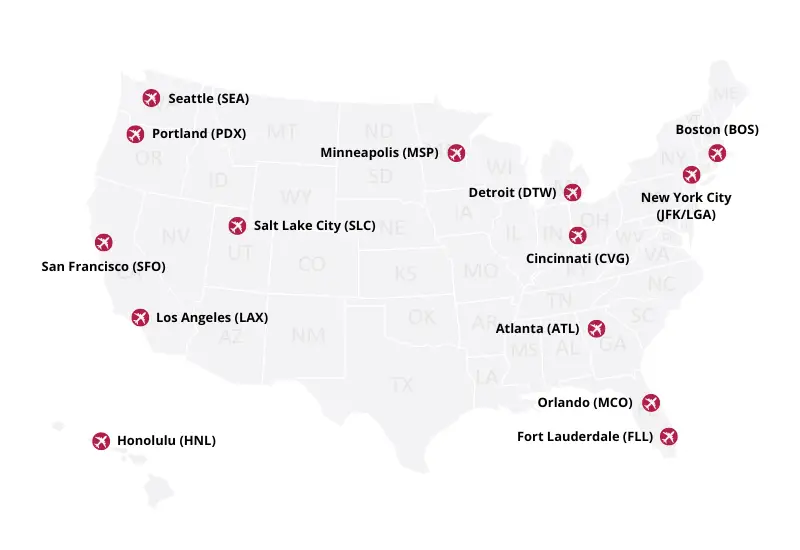 delta airlines bases map