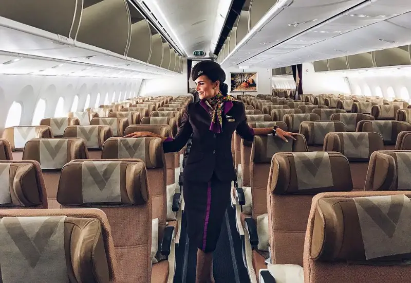 etihad cabin crew in plane