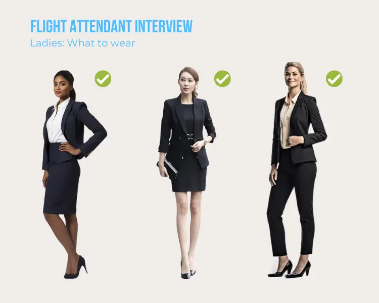 examples of what to wear for a flight attendant interview (women)