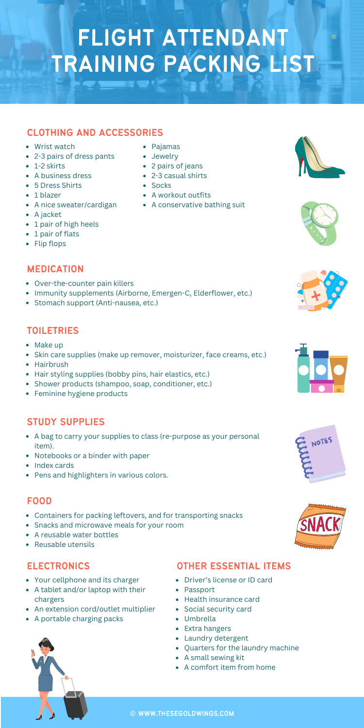 infographic flight attendant training packing list