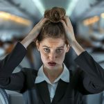 annoyed flight attendant