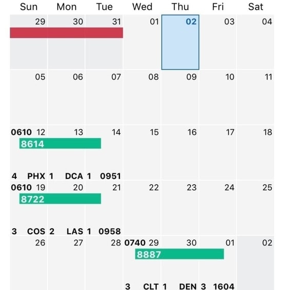 flight attendant schedule