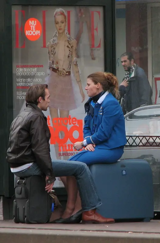 flight attendant talking 