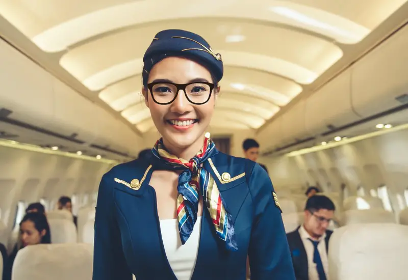 flight attendant with glasses