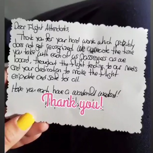 passenger note to flight attendant