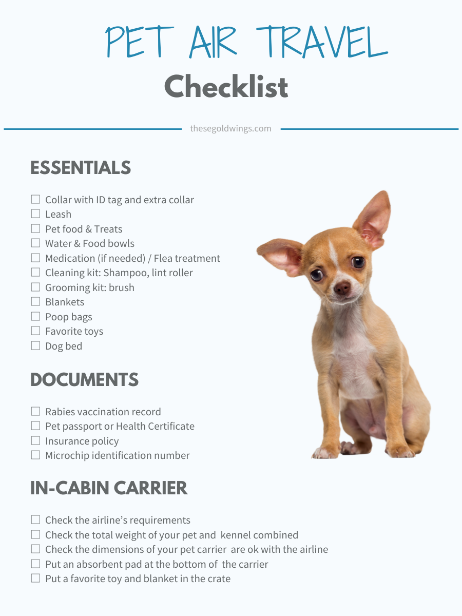 pet air travel checklist infographic