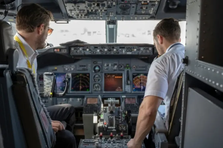 pilots in cockpit