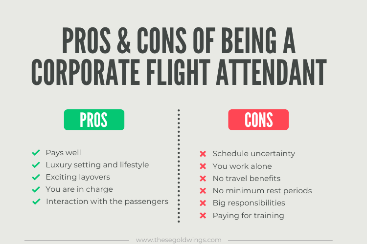 Infographic pros & cons corporate flight attendant