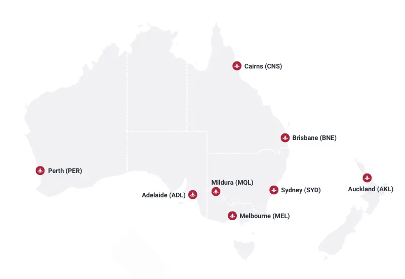 qantas cabin crew bases map