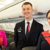 3 qantas cabin crew in uniform