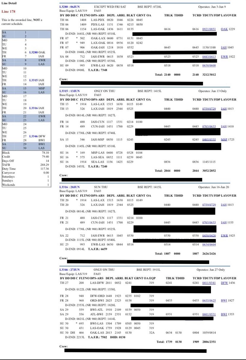 regular line schedule