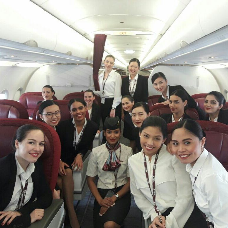 qatar training crew plane