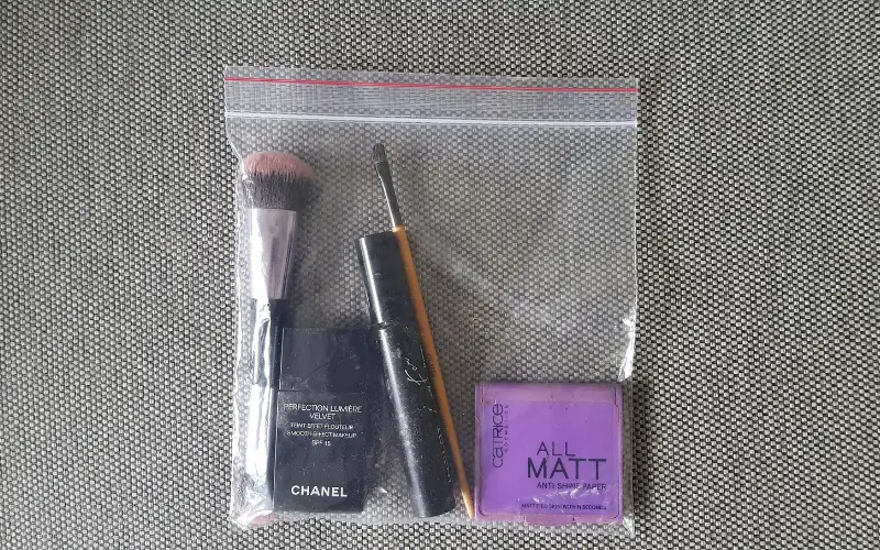 zip-bag with makeup